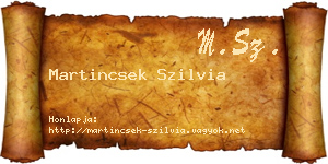 Martincsek Szilvia névjegykártya